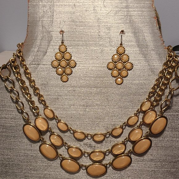 Fashion Three Strand Gold-tone Necklace - Picture 7 of 8